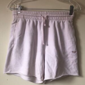 TNA Women's Light Pink Drawstring Fleece Shorts